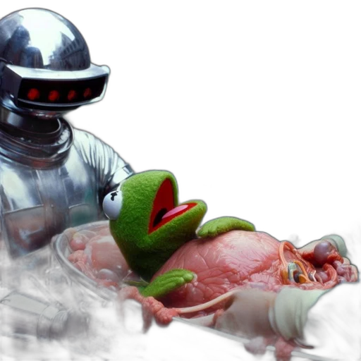 robot, food, concept art, vaporwave transparent PNG cut-out