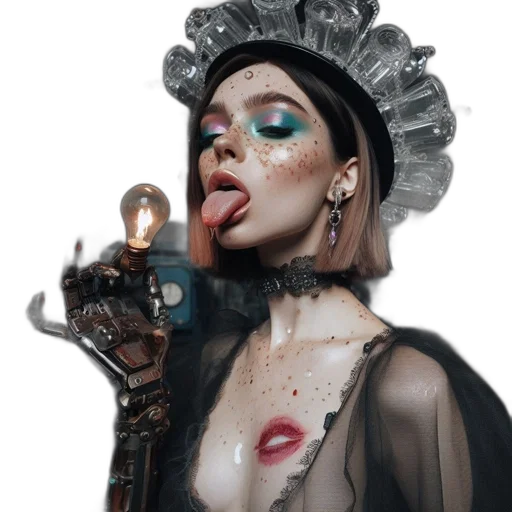 jewelry, dress, cyberpunk, photorealistic transparent PNG cut-out