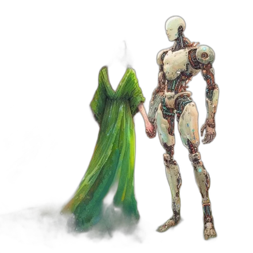 robot, dress, creature, weapon transparent PNG cut-out