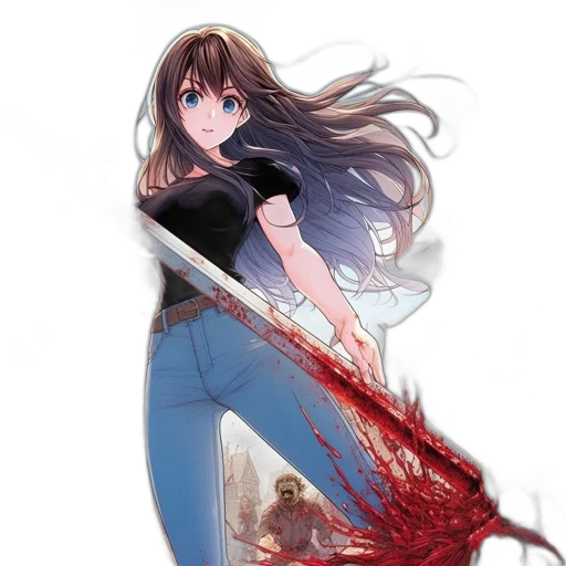sword, weapon, hair, staff transparent PNG cut-out
