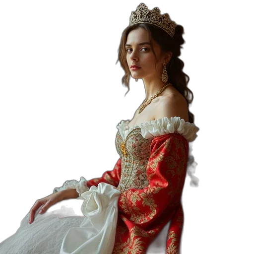 dress, crown, jewelry, photorealistic transparent PNG cut-out