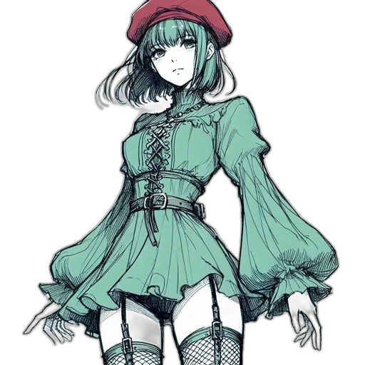 dress, hat, staff, jacket transparent PNG cut-out