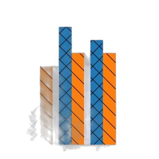 3d render, bar, chart, two transparent PNG cut-out