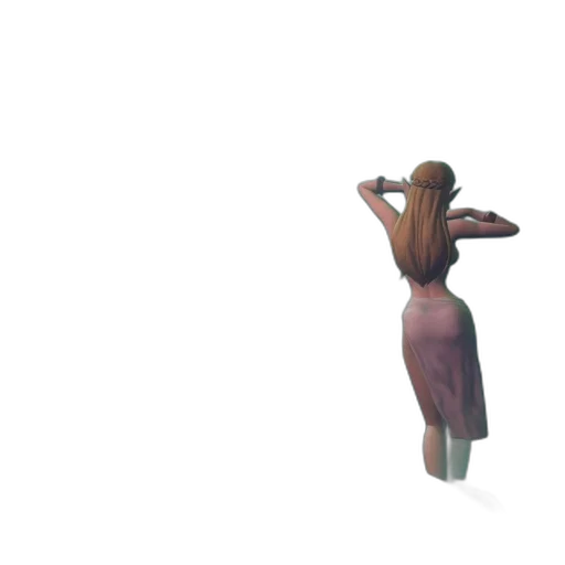 dress, staff, hair, creature transparent PNG cut-out