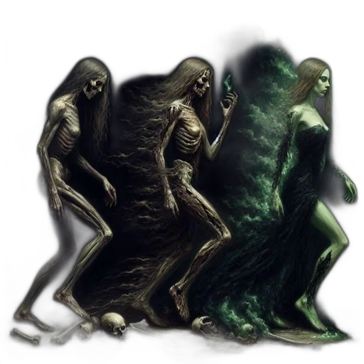 creature, staff, dress, mask transparent PNG cut-out