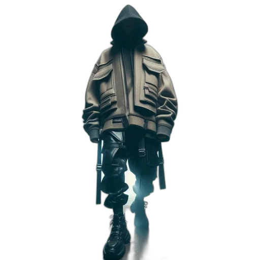 jacket, creature, mask, weapon transparent PNG cut-out