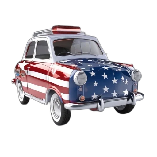 car, 3d render, concept art, americana-inspired transparent PNG cut-out