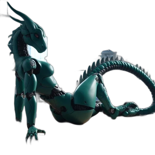 dragon, creature, staff, robot transparent PNG cut-out