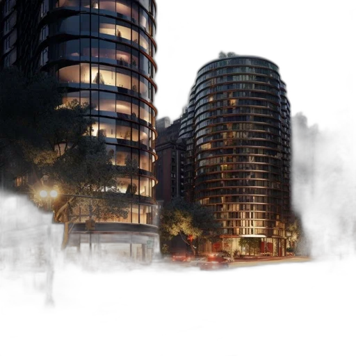 building, concept art, photorealistic, 3d render transparent PNG cut-out