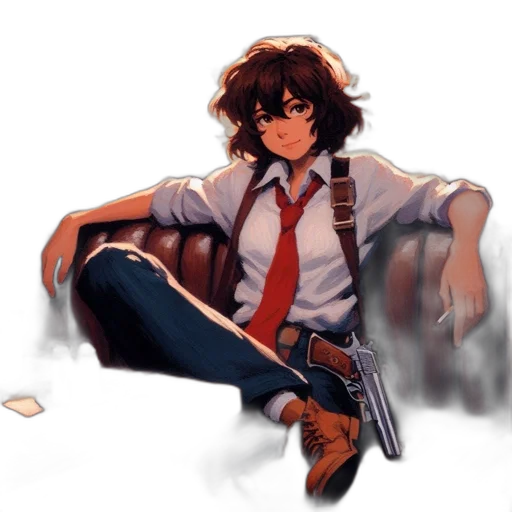 weapon, jacket, staff, concept art transparent PNG cut-out