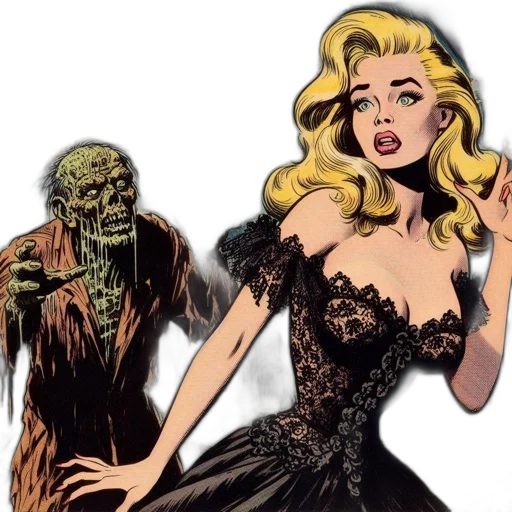 dress, comic book art, concept art, frightened transparent PNG cut-out