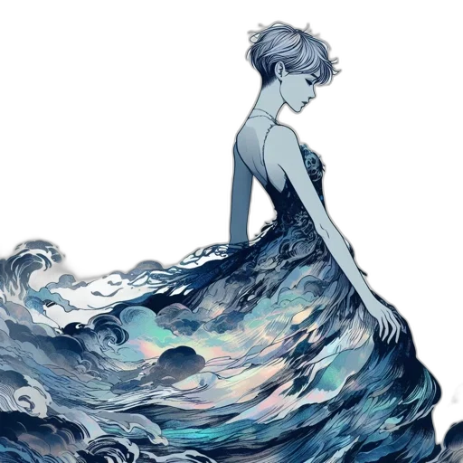 dress, creature, concept art, watercolor transparent PNG cut-out