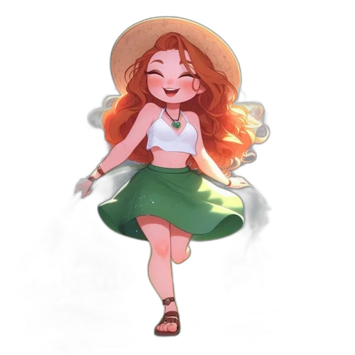 dress, staff, hat, jewelry transparent PNG cut-out