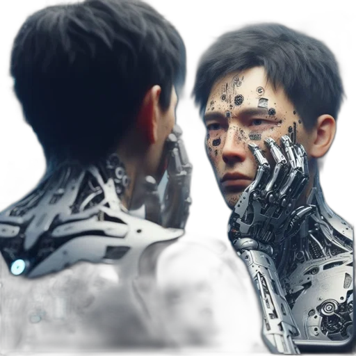 robot, mask, face, cyberpunk transparent PNG cut-out