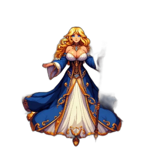 dress, crown, staff, fantasy art transparent PNG cut-out
