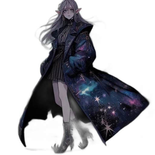 jacket, staff, creature, dress transparent PNG cut-out