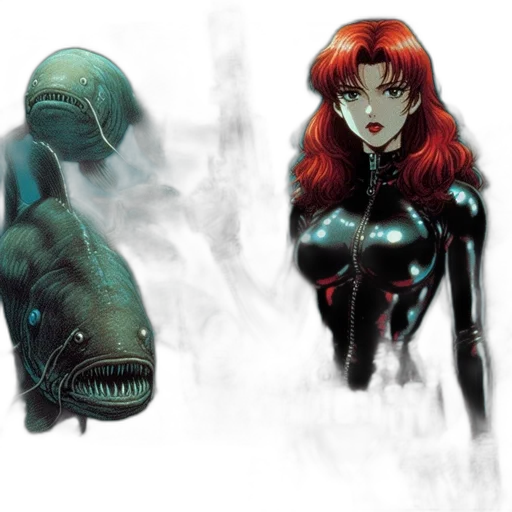 comic book art, concept art, fantasy art, underwater transparent PNG cut-out