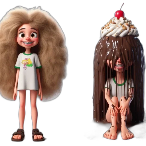 hair, 3d render, concept art, cartoon transparent PNG cut-out