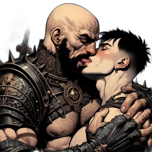 comic book art, fantasy art, concept art, two transparent PNG cut-out