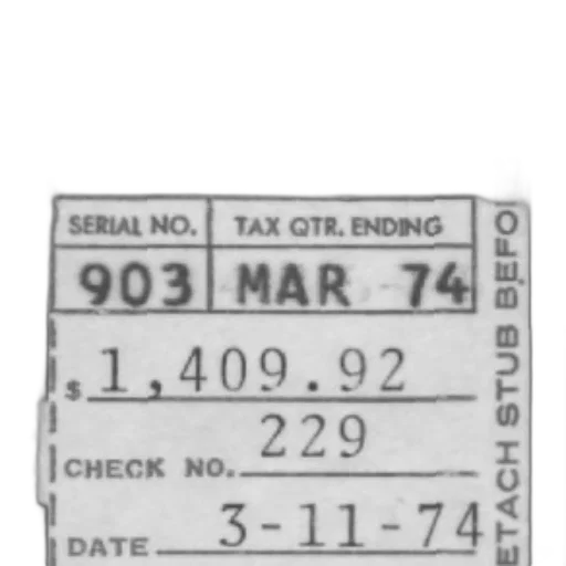 tax, stub, march, 1974 transparent PNG cut-out