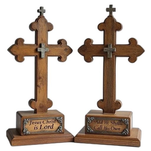 pair, rustic, wooden, cross transparent PNG cut-out