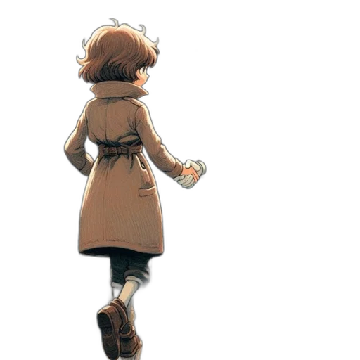 jacket, dress, staff, weapon transparent PNG cut-out