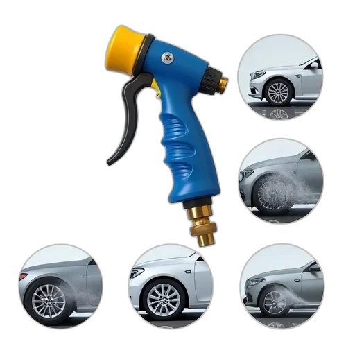 car, blue, yellow, high-pressure transparent PNG cut-out