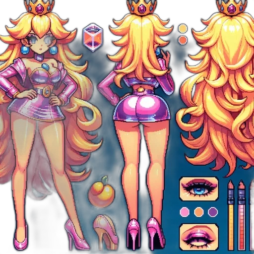 crown, dress, concept art, pixel art transparent PNG cut-out