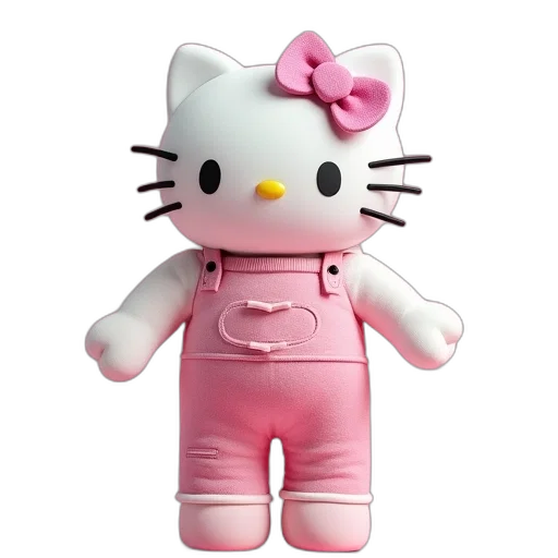 3d render, children, hello, kitty transparent PNG cut-out