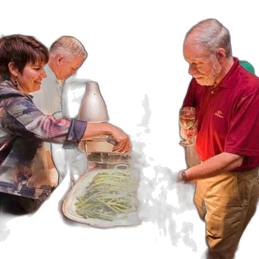 three, people, buffet, table transparent PNG cut-out