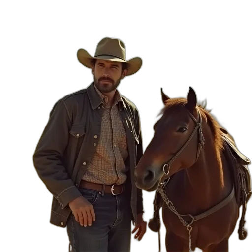 jacket, animal, hat, staff transparent PNG cut-out