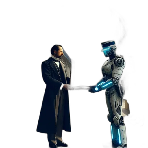 robot, concept art, cyberpunk, 3d render transparent PNG cut-out