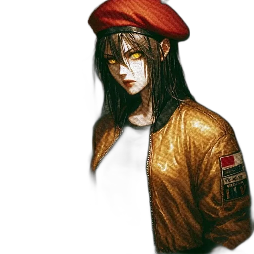 jacket, hat, face, staff transparent PNG cut-out
