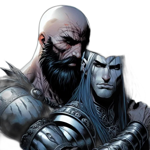 comic book art, concept art, fantasy art, two transparent PNG cut-out