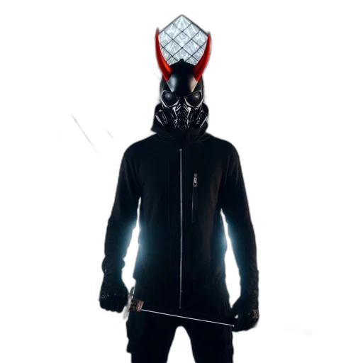 jacket, mask, hat, staff transparent PNG cut-out