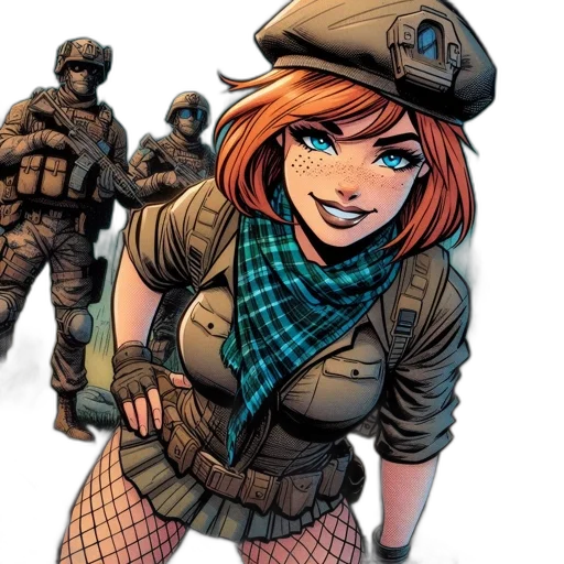 comic book art, concept art, female, soldier transparent PNG cut-out