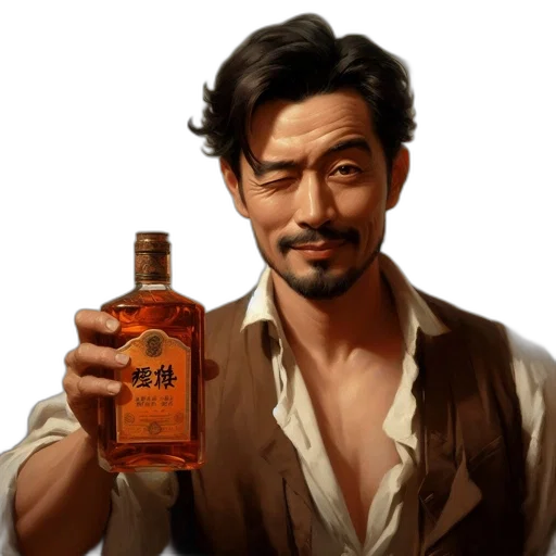 bottle, face, concept art, photorealistic transparent PNG cut-out
