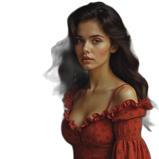 dress, face, hair, photorealistic transparent PNG cut-out