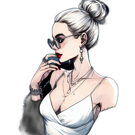 dress, jewelry, staff, cartoon transparent PNG cut-out