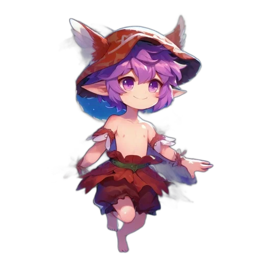 hat, staff, creature, dress transparent PNG cut-out
