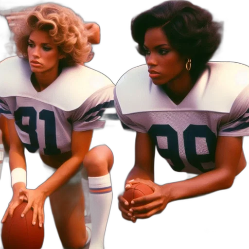 two, female, football, players transparent PNG cut-out