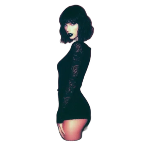 dress, dark, woman, bob transparent PNG cut-out