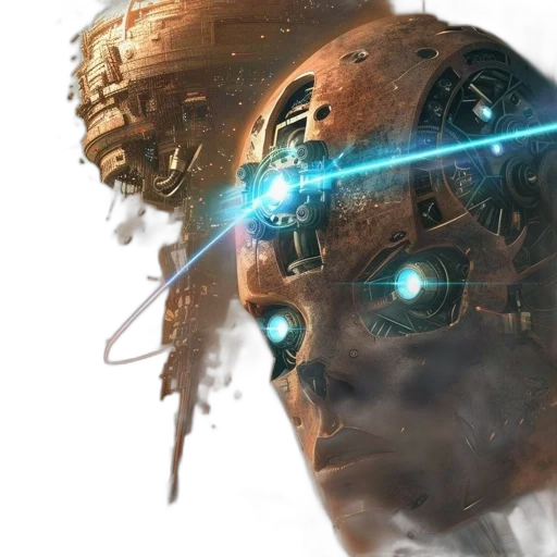 robot, face, mask, weapon transparent PNG cut-out