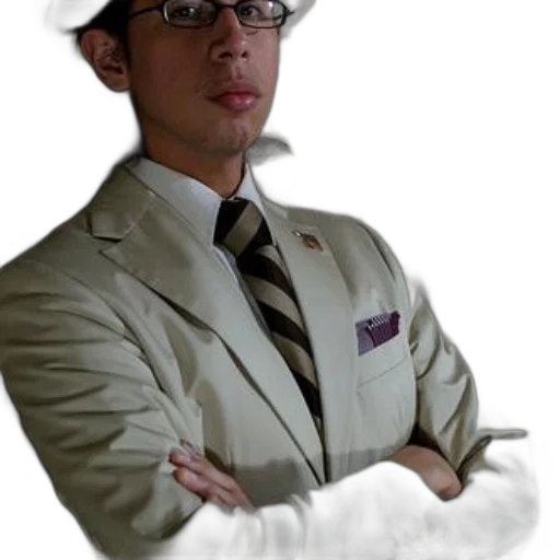 staff, hat, jacket, robot transparent PNG cut-out