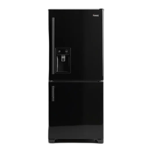 sleek, black, refrigerator, flat transparent PNG cut-out