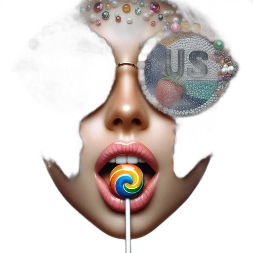 face, photorealistic, vaporwave, colorful transparent PNG cut-out