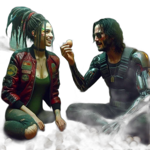 concept art, cyberpunk, comic book art, fantasy art transparent PNG cut-out