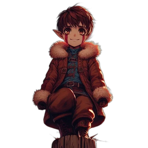 jacket, creature, face, staff transparent PNG cut-out