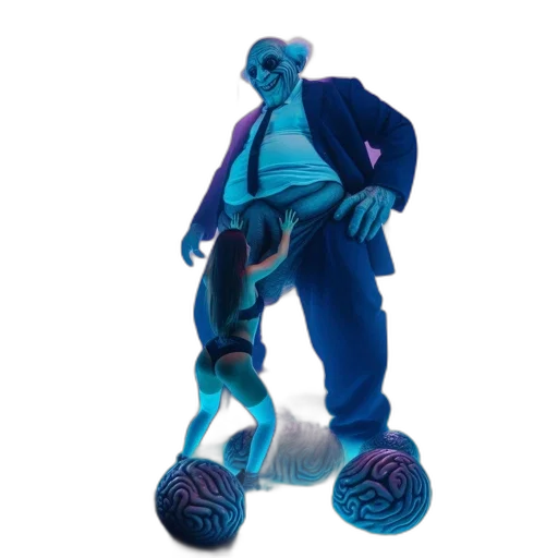 robot, creature, staff, jacket transparent PNG cut-out