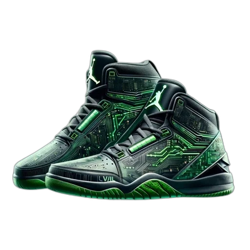 shoes, 3d render, green, futuristic transparent PNG cut-out